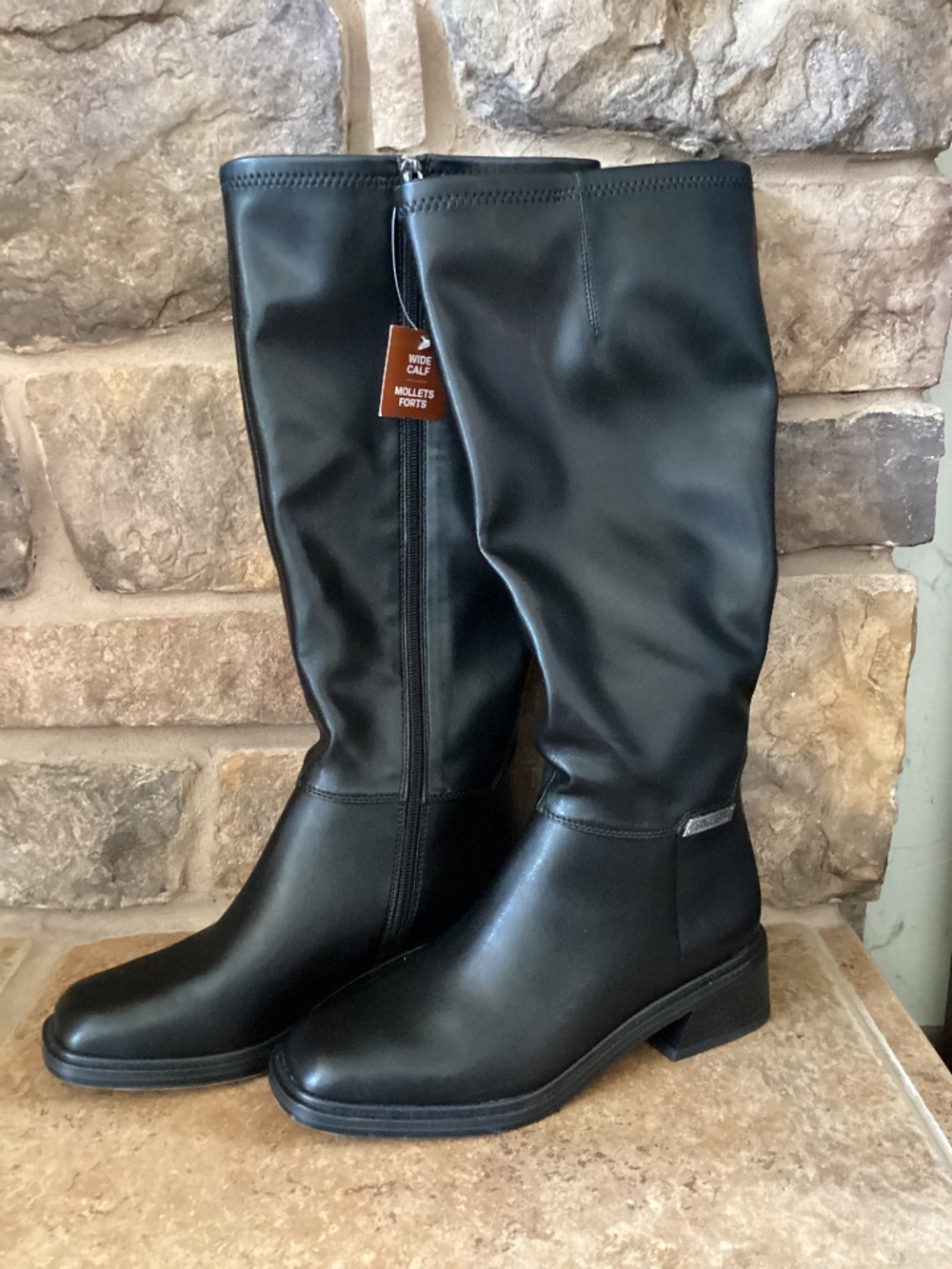 Franco Sarto Geralyn‎ Black Boots Womens Size 8.5 Wide Calf Knee High New